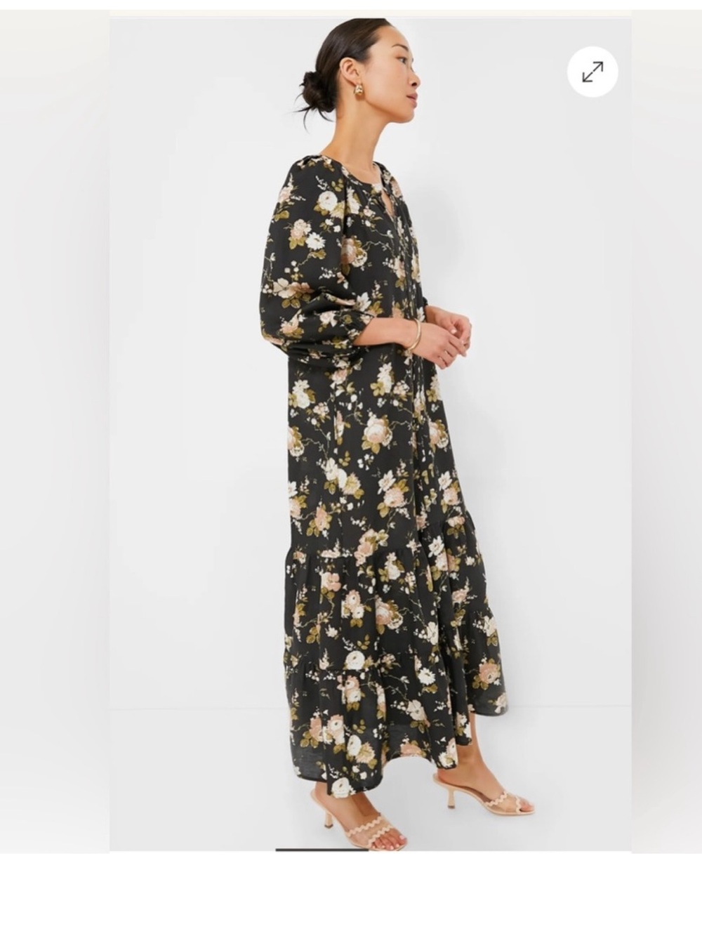 Tuckernuck Midnight Garden Lyles Tiered Dress Size Medium Puffy Sleeves - Picture 1 of 4